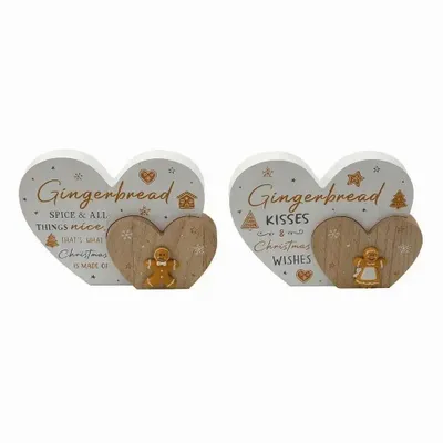 Ornements - Plaque de Noël en pain d'épice double cœur de 22 cm - SOMETHING DIFFERENT WHOLESALE EUROPE BV