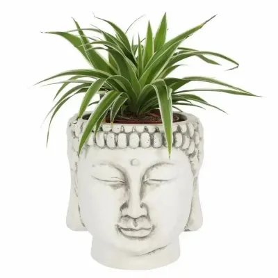Flower pots - White Terracotta Buddha Head Planter - SOMETHING DIFFERENT WHOLESALE EUROPE BV