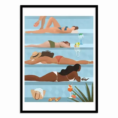 Poster - Art-Poster - Ladies by the pool - Petra Lizde - WALL EDITIONS
