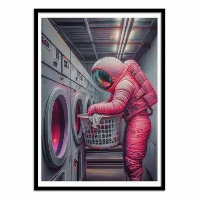 Poster - Art-Poster - Astronaut Doing Laundry - Baard Martinussen - WALL EDITIONS