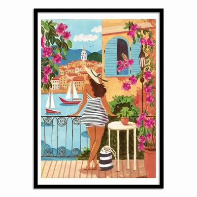 Poster - Art-Poster - Woman in Saint-Tropez France - Caroline - WALL EDITIONS