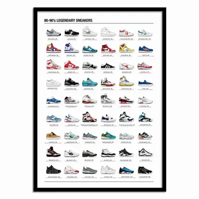 Poster - Art-Poster - 80-90's Legendary Sneakers - Olivier Bourdereau - WALL EDITIONS
