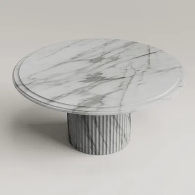 Dining Tables - Aura -  Round dining table in Calacatta marble - PISTORE MARMI