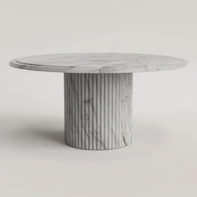 Dining Tables - Aura -  Round dining table in Calacatta marble - PISTORE MARMI