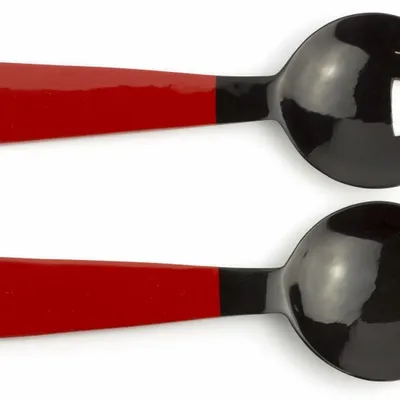 Kitchen utensils - Large black horn cutlery with wooden triangular handle - Natural - L INDOCHINEUR X RIVÊT