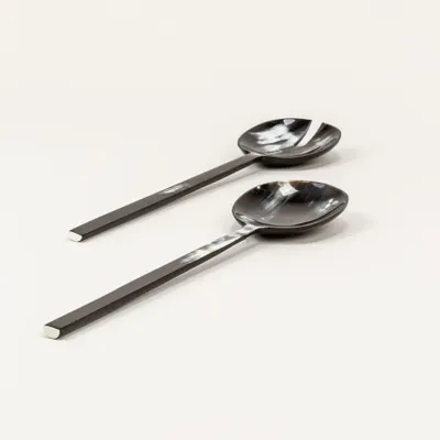 Kitchen utensils - Large Baguette cutlery in African black horn - L INDOCHINEUR X RIVÊT