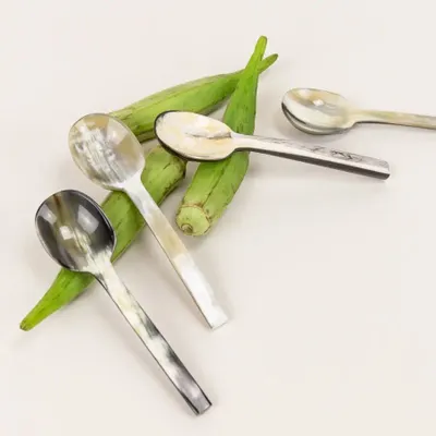 Kitchen utensils - Set of 6 Baguette teaspoons in African black horn (set of 6) - L INDOCHINEUR X RIVÊT