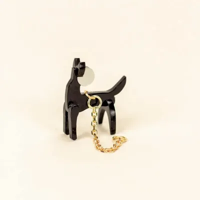 Bijoux - Bijou d'oreille Chien en corne noire et nacre - L INDOCHINEUR X RIVÊT