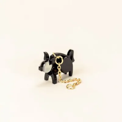 Jewelry - Pig ear charm in black horn and mother-of-pearl - L INDOCHINEUR X RIVÊT