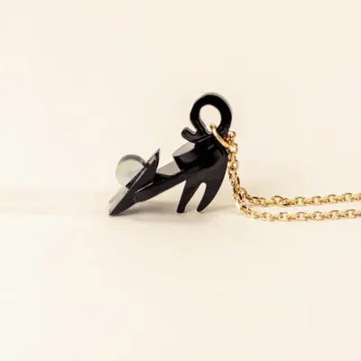 Bijoux - Pendentif Chat en corne noire et nacre - L INDOCHINEUR X RIVÊT