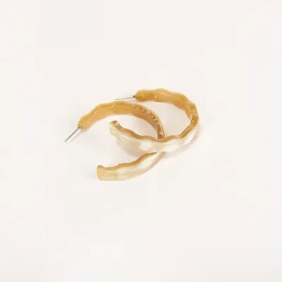 Jewelry - Ether hoop earrings in blond horn - Studs - Marbled blond horn - L INDOCHINEUR X RIVÊT