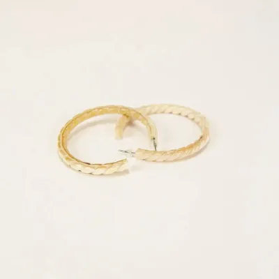 Bijoux - Créoles torsade en corne blonde - Tiges - Corne blonde marbrée - L INDOCHINEUR X RIVÊT