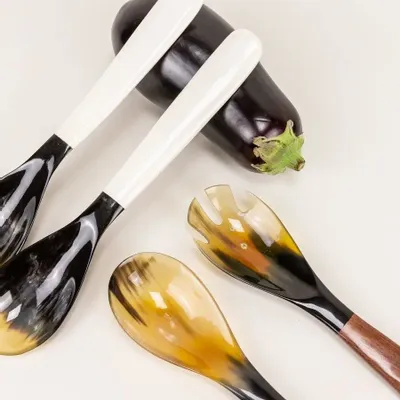 Couverts de service - Petits couverts en corne noire et manche os - L INDOCHINEUR X RIVÊT