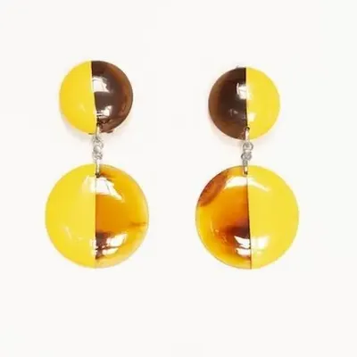 Jewelry - Clip-on earrings, double solid discs, cream coffee lacquer - Beige - L INDOCHINEUR X RIVÊT