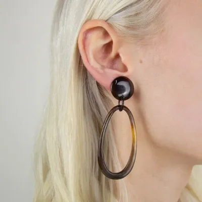 Jewelry - Oval clip-on earrings in African black horn - Clips - Hoof - L INDOCHINEUR X RIVÊT