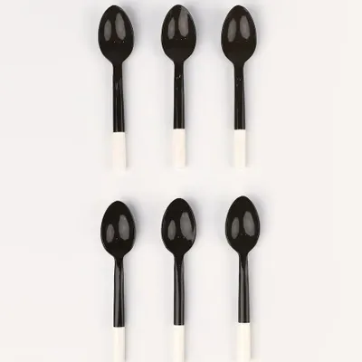 Cutlery set - Set of 6 teaspoons, black horn, white bone handle - L INDOCHINEUR X RIVÊT