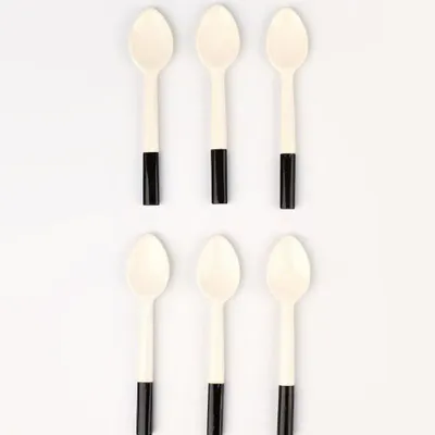 Cutlery set - Set of 6 teaspoons, white bone, black horn handle - L INDOCHINEUR X RIVÊT