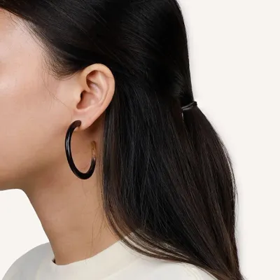 Jewelry - Small round rings earring in African white horn - Marbled blond horn - L INDOCHINEUR X RIVÊT