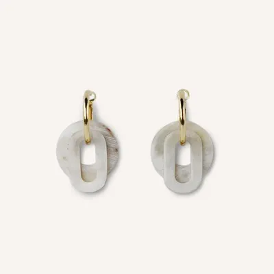 Jewelry - Hoop earrings, double hanging rings, in blond horn - Beige - L INDOCHINEUR X RIVÊT