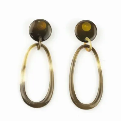 Bijoux - Boucles d'oreilles clips ovales en corne noire africaine - Beige - L INDOCHINEUR X RIVÊT
