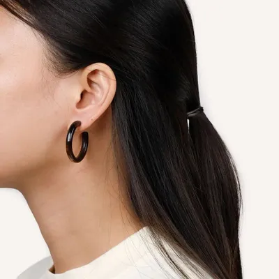 Jewelry - Small round rings earring in African white horn - Hoof - size S - L INDOCHINEUR X RIVÊT