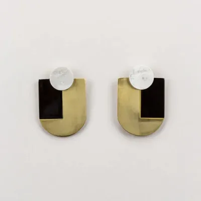 Jewelry - Stone & Brass Arche earrings - Studs - Natural - L INDOCHINEUR X RIVÊT