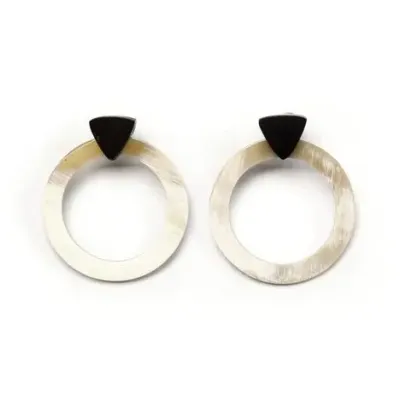 Bijoux - Boucles d'oreilles anneau en corne blonde avec petit - Multicolore - L INDOCHINEUR X RIVÊT