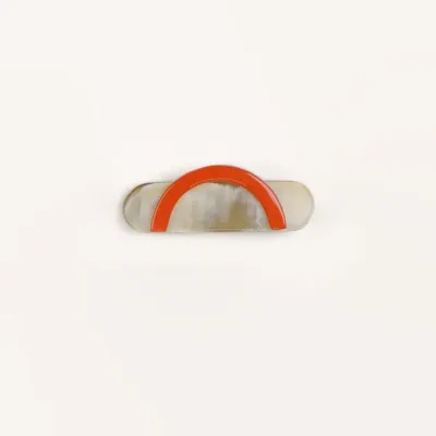 Barrettes - Petite barrette en corne blonde et laque orange - L INDOCHINEUR X RIVÊT