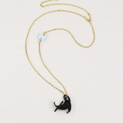 Bijoux - Pendentif Rat en corne noire et nacre blanche - L INDOCHINEUR X RIVÊT