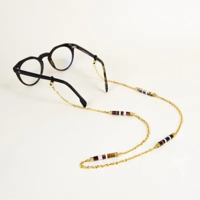 Lunettes - Chaîne à lunettes Gélule en laiton, sabot et laque tricolore - L INDOCHINEUR X RIVÊT