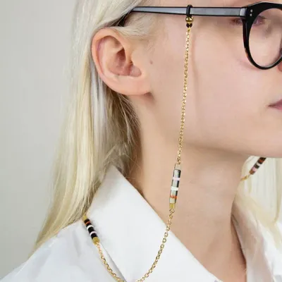 Lunettes - Chaîne à lunettes Gélule en laiton, sabot et laque tricolore - L INDOCHINEUR X RIVÊT