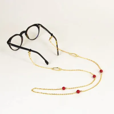 Glasses - Maraca glasses chain in brass and red lacquer - L INDOCHINEUR X RIVÊT