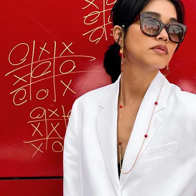 Glasses - Maraca glasses chain in brass and red lacquer - L INDOCHINEUR X RIVÊT