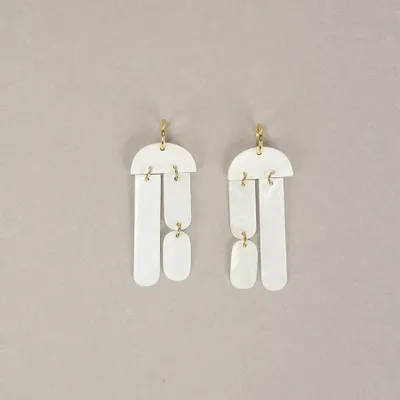 Bijoux - Boucles d'oreilles pampilles en nacre - Nacre blanche - L INDOCHINEUR X RIVÊT