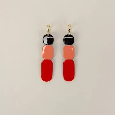 Jewelry - Totem hoop earrings 85 in blond horn and burgundy lacquer - Blue - L INDOCHINEUR X RIVÊT