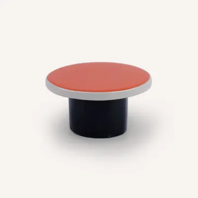 Quincaillerie d'art - Patère bord droit, laque rouge orangé et gris, taille M - L INDOCHINEUR X RIVÊT