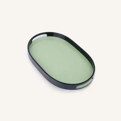 Bols - Set de 2 plateaux ovals 45 X 28 - 40 X 25 Jade/Noir et Noir/Jade - L INDOCHINEUR X RIVÊT