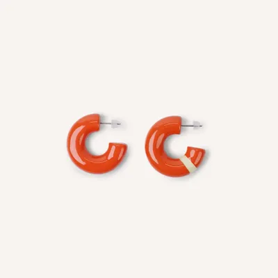 Jewelry - C-shape stud earrings in lacquered wood, orange and sand - Multicolour - L INDOCHINEUR X RIVÊT