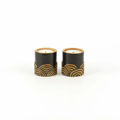Bougeoirs et photophores  - Petit bougeoir cylindrique vagues japonaises - L INDOCHINEUR X RIVÊT