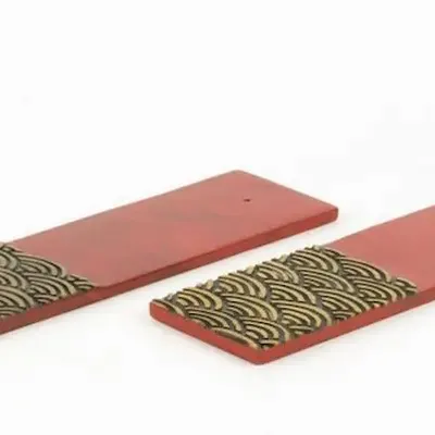 Bougeoirs et photophores  - Porte encens rectangulaire vagues japonaises noir - L INDOCHINEUR X RIVÊT