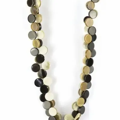 Jewelry - Double necklace with discs in blond and black horn - L INDOCHINEUR X RIVÊT