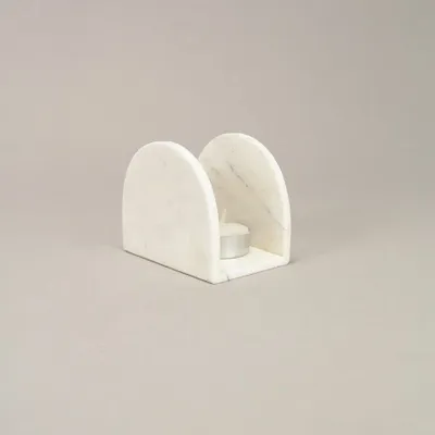 Bougeoirs et photophores  - Photophore oval en marbre blanc - L INDOCHINEUR X RIVÊT