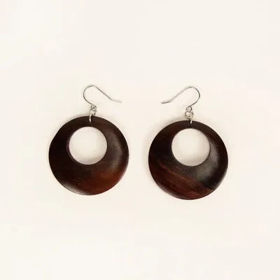 Jewelry - Earring with 1 pierced round in buffalo hoof - Hooks - Natural - L INDOCHINEUR X RIVÊT