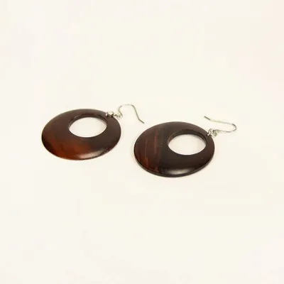Jewelry - Earring with 1 pierced round in buffalo hoof - Hooks - Natural - L INDOCHINEUR X RIVÊT