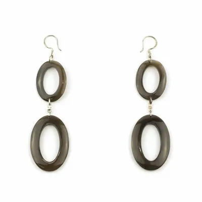 Jewelry - Double oval earrings in hoof - Hooks - L INDOCHINEUR X RIVÊT