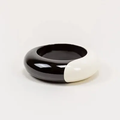 Bracelets - Bracelet arrondi bois et laque extérieure ivoire taille S - L INDOCHINEUR X RIVÊT