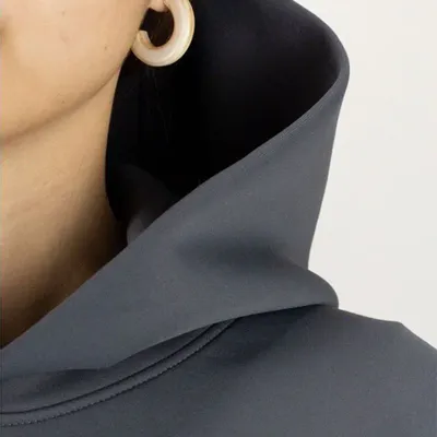 Jewelry - Thick hoop earrings in white horn - Studs - Marbled black horn - L INDOCHINEUR X RIVÊT