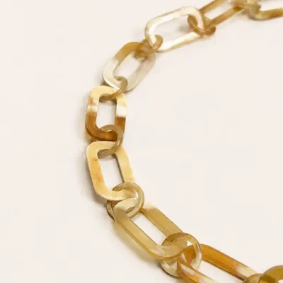 Jewelry - Long necklace, oval and round rings, in blond horn - L INDOCHINEUR X RIVÊT