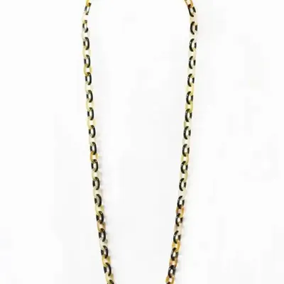 Jewelry - Fine oval mesh long necklace in blond and black horn - L INDOCHINEUR X RIVÊT