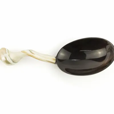 Couverts de service - Cuillère à riz manche escargot en corne noire et nacre - L INDOCHINEUR X RIVÊT